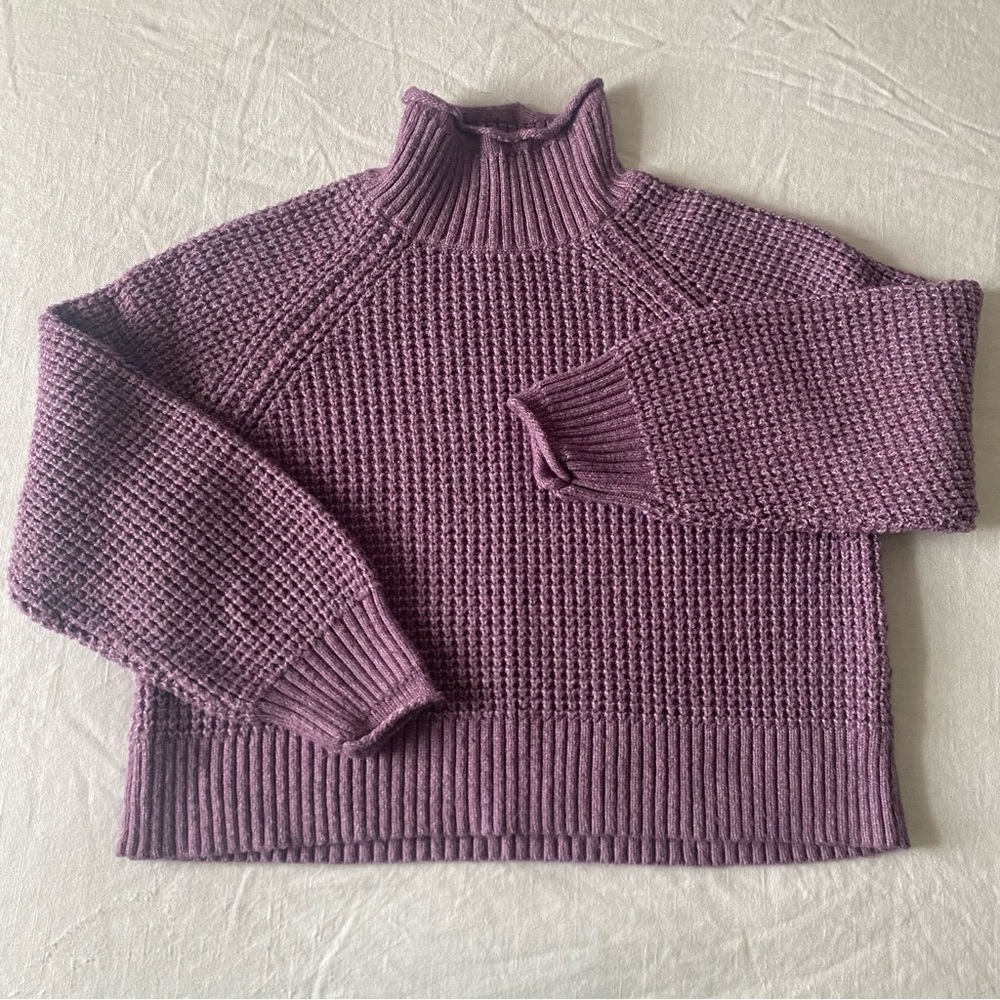 Purple Cropped Turtleneck Sweater American Eagle
